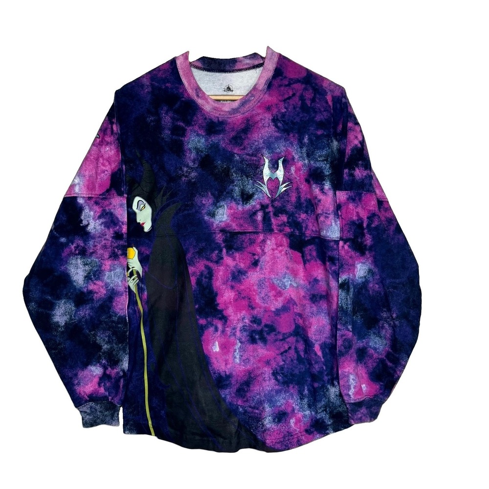 Disney Maleficent Spirit Jersey Adult Medium Purple Cotton Tie-Dye Pullover
